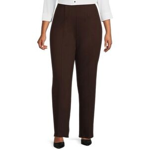 NWT Slim Factor Brown Faux Leather Sliming Ankle Stretch Pants Size 3X NEW!